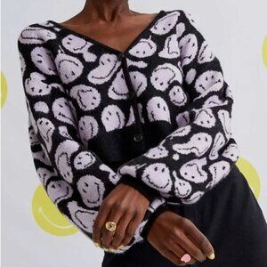 H&M Black and White Smiley Cardigan